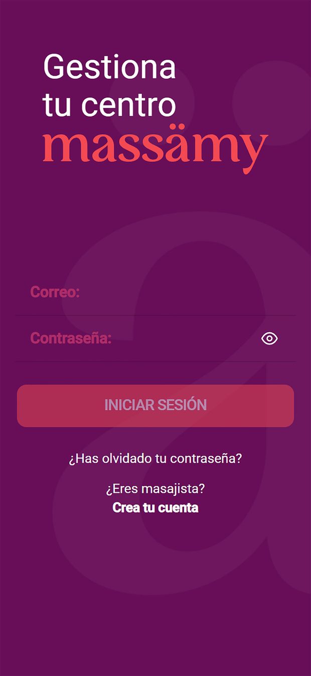 Pantalla de inicio de sesión de massämy Centros